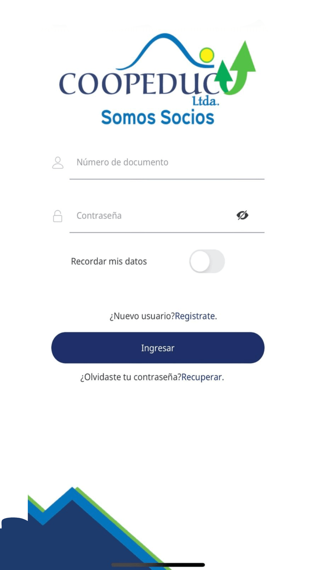Pantalla de inicio de sesión de COOPEDUC 24/7